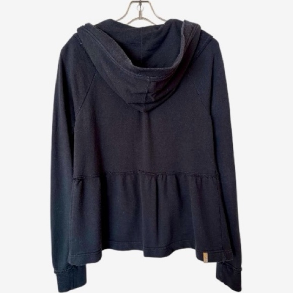 Billabong Black Full Zip Hoodie with Peplum. Distressed with Exposed Stitching🖤
